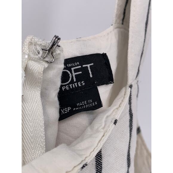 ANN TAYLOR LOFT Women's Petite Black-Cream Striped Linen-Blend Jumpsuit SZ XSP - Picture 8 of 11